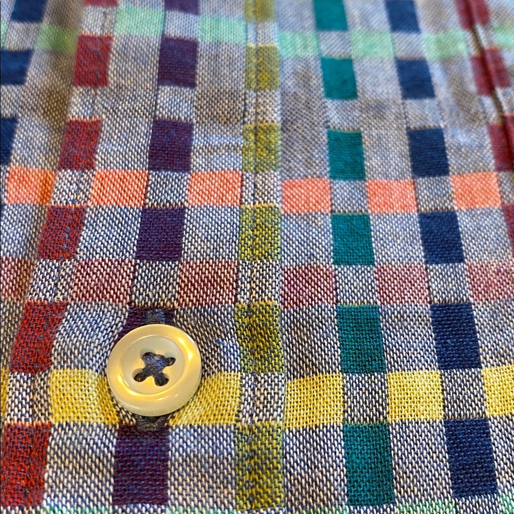 Tommy Bahama Cotton Silk L/S Button Blue Multi Jeweled Plaid Shirt Medium